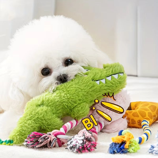 Squeaky Plush Dog Toy for Interactive Indoor Outdoor Play