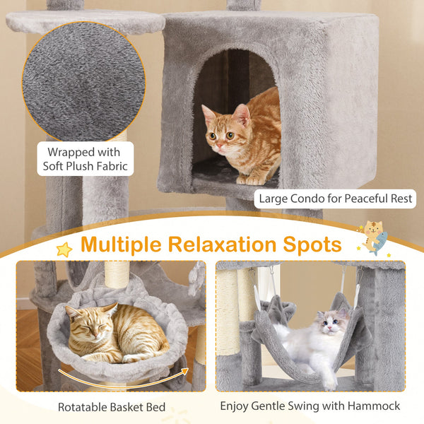 69 Inch Multi-Level Cat Tree Top Perch Cozy Condo Tower