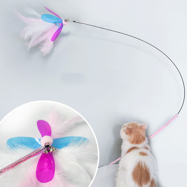 Retractable Fairy Feather Cat Teaser Wand Toy Fluffy