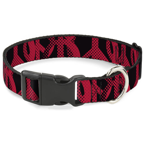 Plastic Clip Collar Peace Dots Black Fuchsia Adjustable Pet Collar