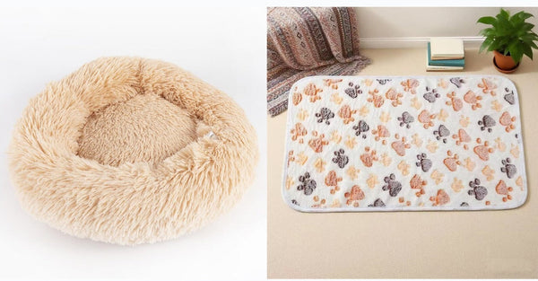 Round Plush Dog Bed for Small Dogs Cats Puppies