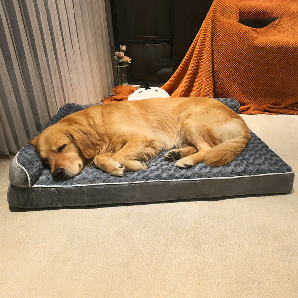 L-Shaped Velvet Pet Sofa Bed with Washable Cover